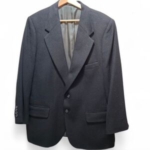 Camel Hair Classic Black Blazer Sport Coat Jacket 42S